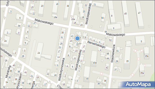 Kraków, Modrzejewskiej Heleny, 12, mapa Krakowa