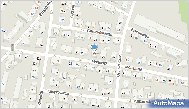 Kraków, Moniuszki Stanisława, 28, mapa Krakowa