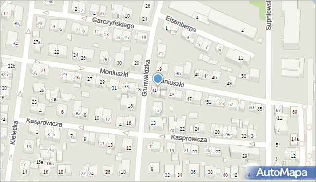 Kraków, Moniuszki Stanisława, 41a, mapa Krakowa
