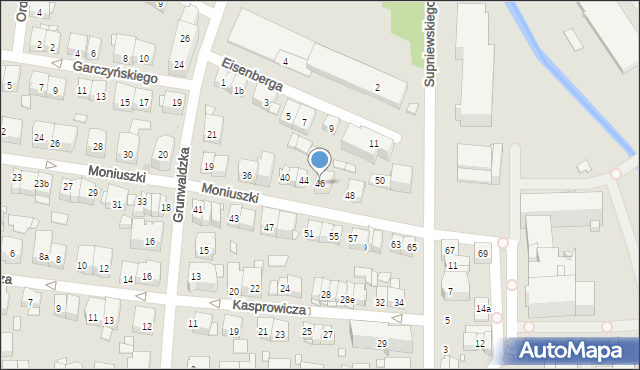 Kraków, Moniuszki Stanisława, 46, mapa Krakowa