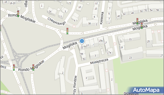 Kraków, Mogilska, 11, mapa Krakowa