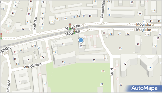 Kraków, Mogilska, 25, mapa Krakowa