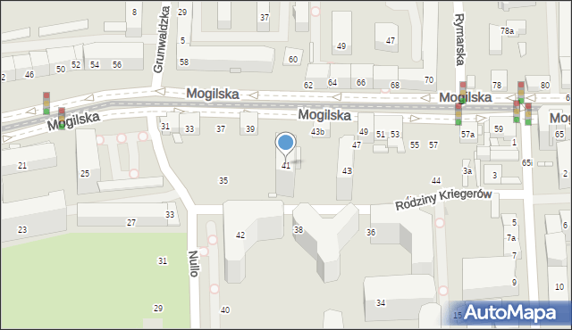 Kraków, Mogilska, 41, mapa Krakowa