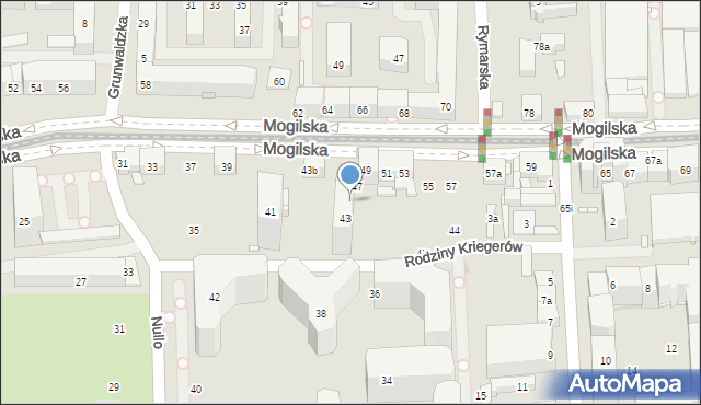 Kraków, Mogilska, 45, mapa Krakowa