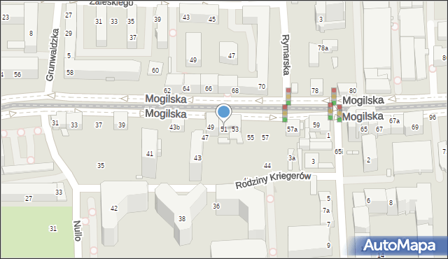 Kraków, Mogilska, 51, mapa Krakowa