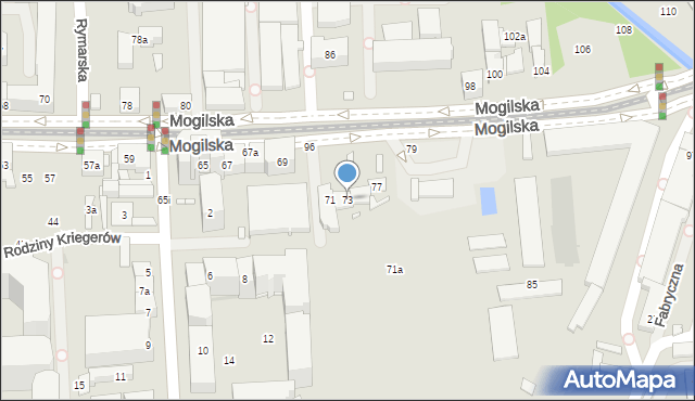 Kraków, Mogilska, 73, mapa Krakowa