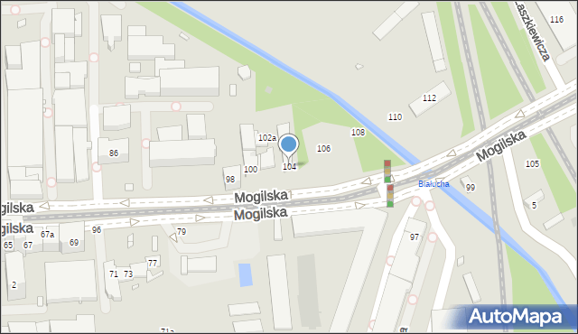 Kraków, Mogilska, 104, mapa Krakowa