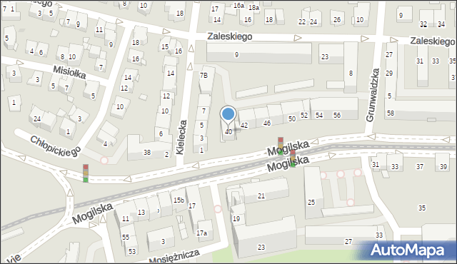 Kraków, Mogilska, 40, mapa Krakowa