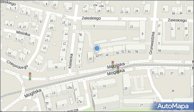 Kraków, Mogilska, 42, mapa Krakowa