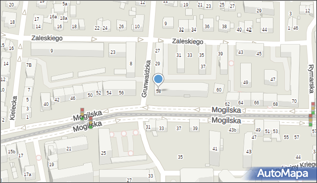 Kraków, Mogilska, 58, mapa Krakowa