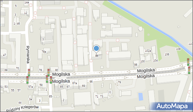 Kraków, Mogilska, 86, mapa Krakowa