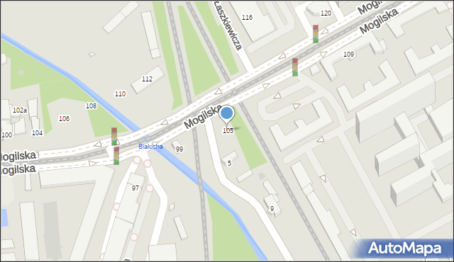 Kraków, Mogilska, 105, mapa Krakowa