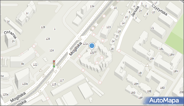 Kraków, Mogilska, 121, mapa Krakowa