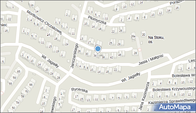 Kraków, Mortkowicz-Olczakowej Hanny, 36, mapa Krakowa