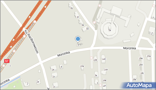 Kraków, Morcinka Gustawa, 3, mapa Krakowa