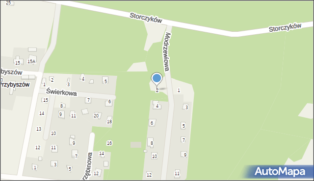 Kroczyce, Modrzewiowa, 2, mapa Kroczyce