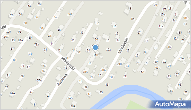 Krosno, Moniuszki Stanisława, 16B, mapa Krosna