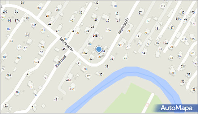 Krosno, Moniuszki Stanisława, 20, mapa Krosna