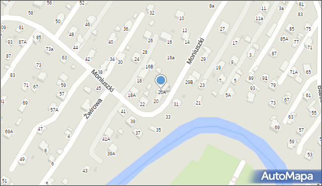Krosno, Moniuszki Stanisława, 20A, mapa Krosna