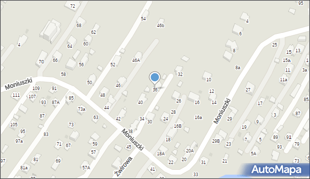 Krosno, Moniuszki Stanisława, 36, mapa Krosna