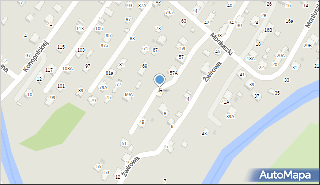 Krosno, Moniuszki Stanisława, 47, mapa Krosna