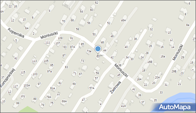 Krosno, Moniuszki Stanisława, 63, mapa Krosna