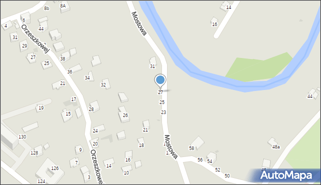 Krosno, Mostowa, 27, mapa Krosna