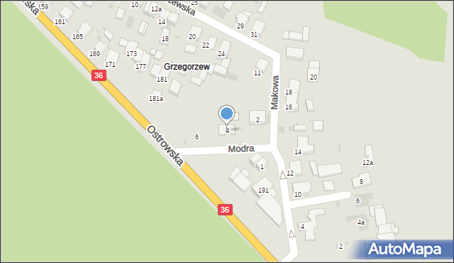 Krotoszyn, Modra, 4, mapa Krotoszyna