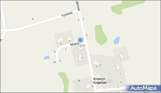 Kruszyn Krajeński, Mokra, 1, mapa Kruszyn Krajeński