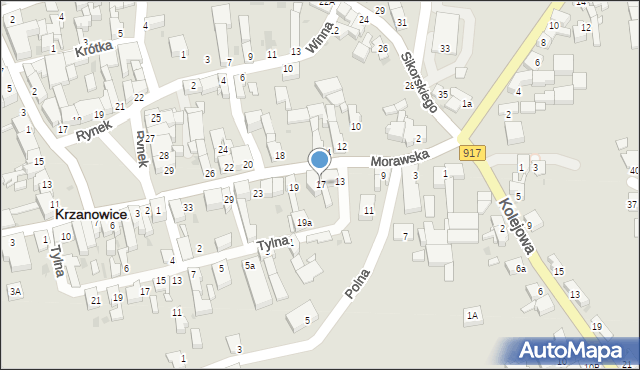 Krzanowice, Morawska, 17, mapa Krzanowice