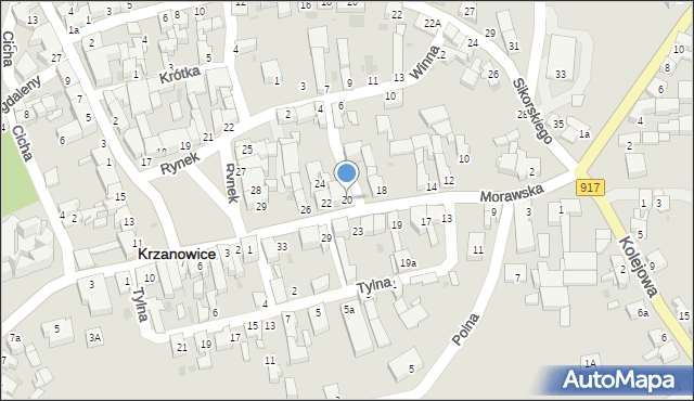 Krzanowice, Morawska, 20, mapa Krzanowice