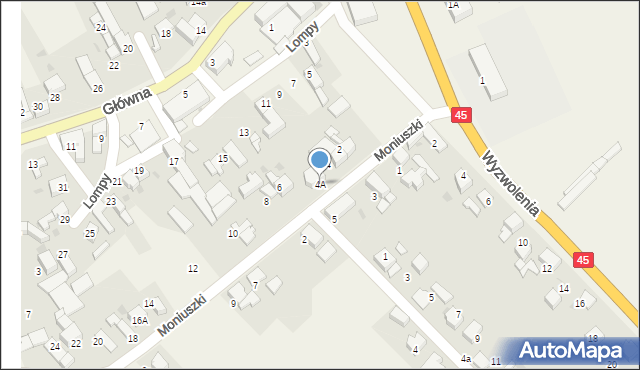 Krzyżanowice, Moniuszki Stanisława, 4A, mapa Krzyżanowice