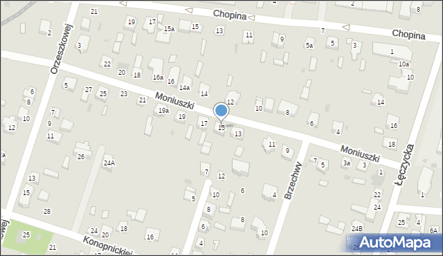 Kutno, Moniuszki Stanisława, 15, mapa Kutno