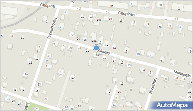 Kutno, Moniuszki Stanisława, 19a, mapa Kutno