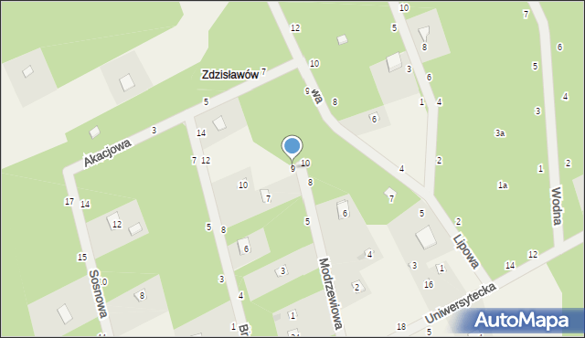 Kwilno, Modrzewiowa, 9, mapa Kwilno