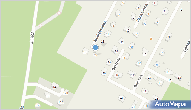 Łajski, Modrzewiowa, 15, mapa Łajski