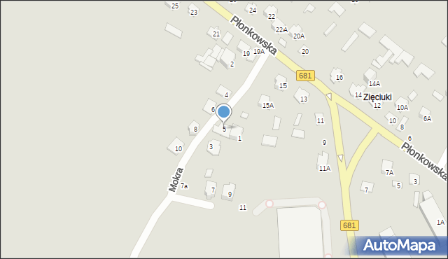 Łapy, Mokra, 5, mapa Łapy