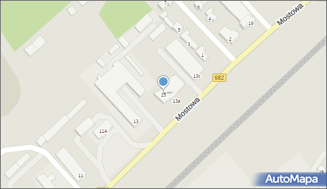 Łapy, Mostowa, 15, mapa Łapy