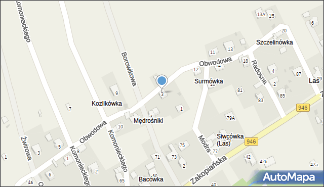 Las, Modra, 3, mapa Las