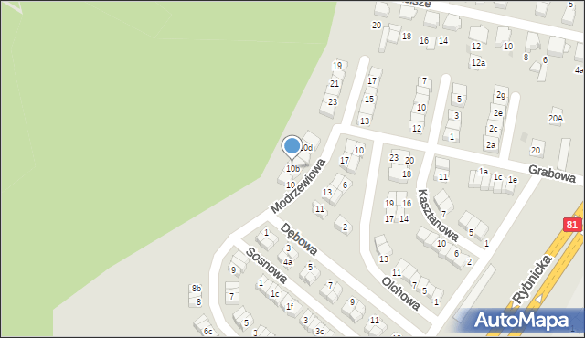 Łaziska Górne, Modrzewiowa, 10b, mapa Łaziska Górne
