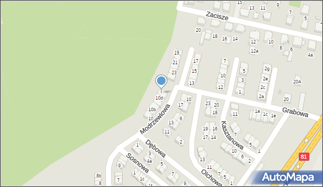 Łaziska Górne, Modrzewiowa, 10e, mapa Łaziska Górne