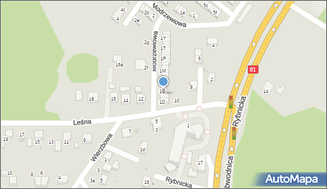 Łaziska Górne, Modrzewiowa, 1f, mapa Łaziska Górne
