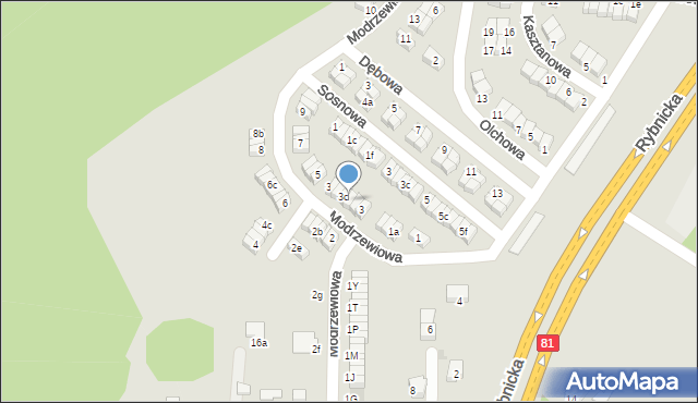 Łaziska Górne, Modrzewiowa, 3b, mapa Łaziska Górne