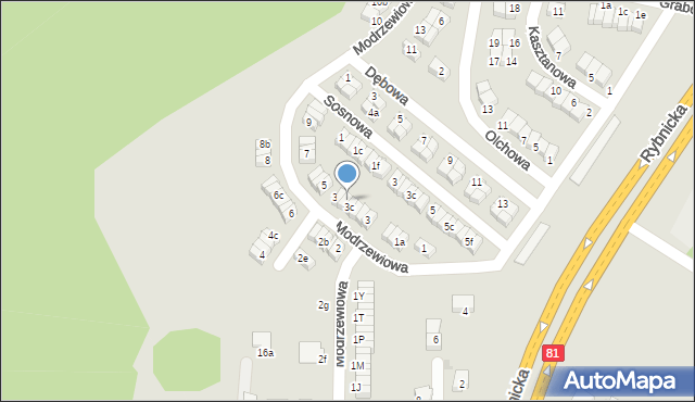 Łaziska Górne, Modrzewiowa, 3d, mapa Łaziska Górne