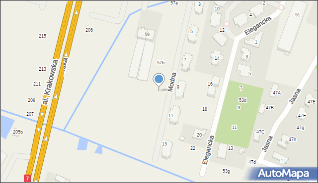 Łazy, Modna, 14, mapa Łazy