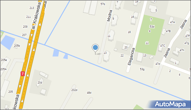 Łazy, Modna, 20, mapa Łazy