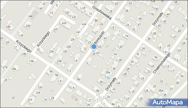 Leszno, Moniuszki Stanisława, 6, mapa Leszno