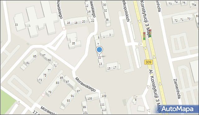 Leszno, Morawskiego Franciszka Dzierżykraja, 11, mapa Leszno