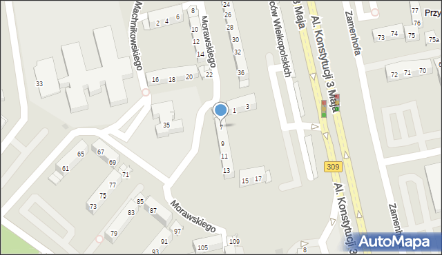 Leszno, Morawskiego Franciszka Dzierżykraja, 7, mapa Leszno