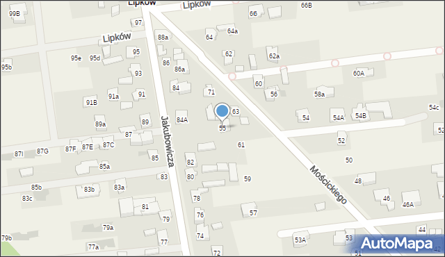 Lipków, Mościckiego Ignacego, 55, mapa Lipków